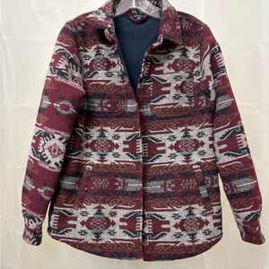 Women's Burgundy Patterned Utility Jacket
